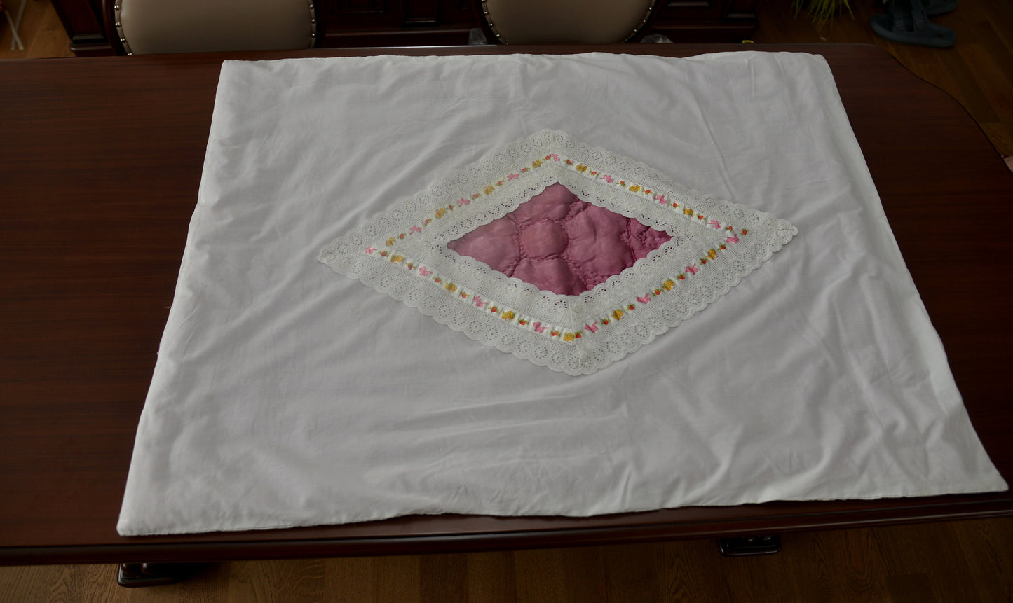 Vintage Satin Baby Quilt and Cover – 107x83 cm (1970s)