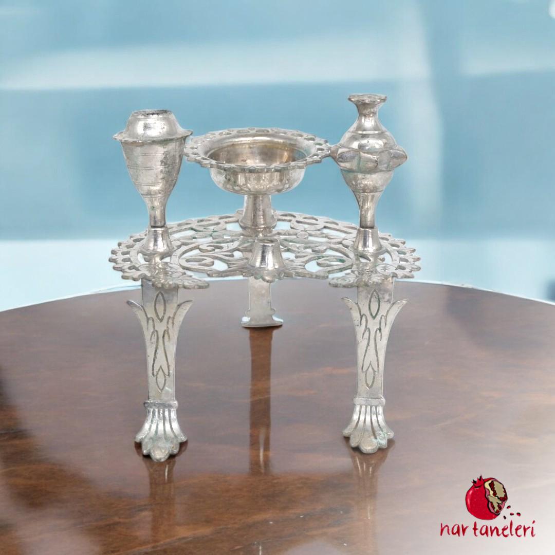 Silver Engraved Decorative Incense Burner, Candle Holder, and Diffuser
