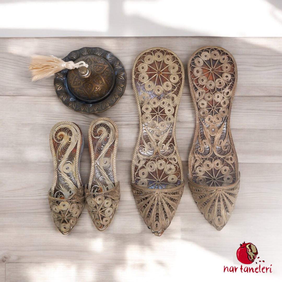 1960s Handcrafted Filigree Clogs and Original Bronze Design Collection Set