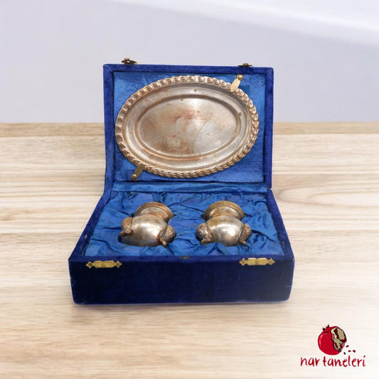 1960s Handcrafted Table Service Set (Salt Shakers, Lemon Holder, Tray)