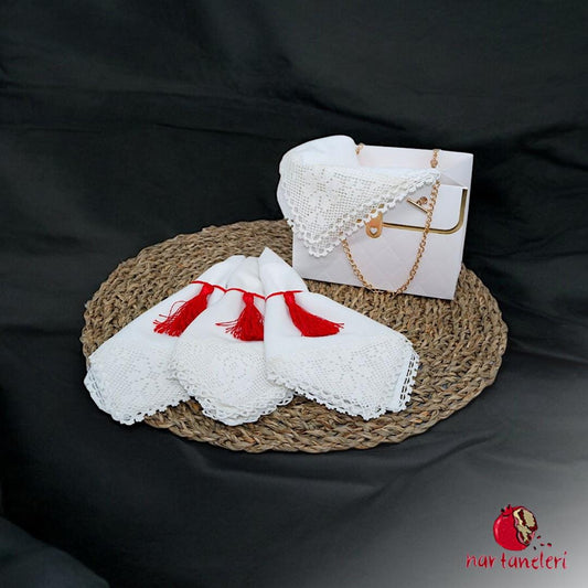 1970s Handcrafted 100% Cotton Lace Embroidered Napkin Set (8 Pieces)0