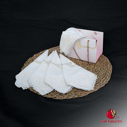 1970s Handcrafted 100% Cotton Lace Embroidered Napkin Set (8 Pieces)