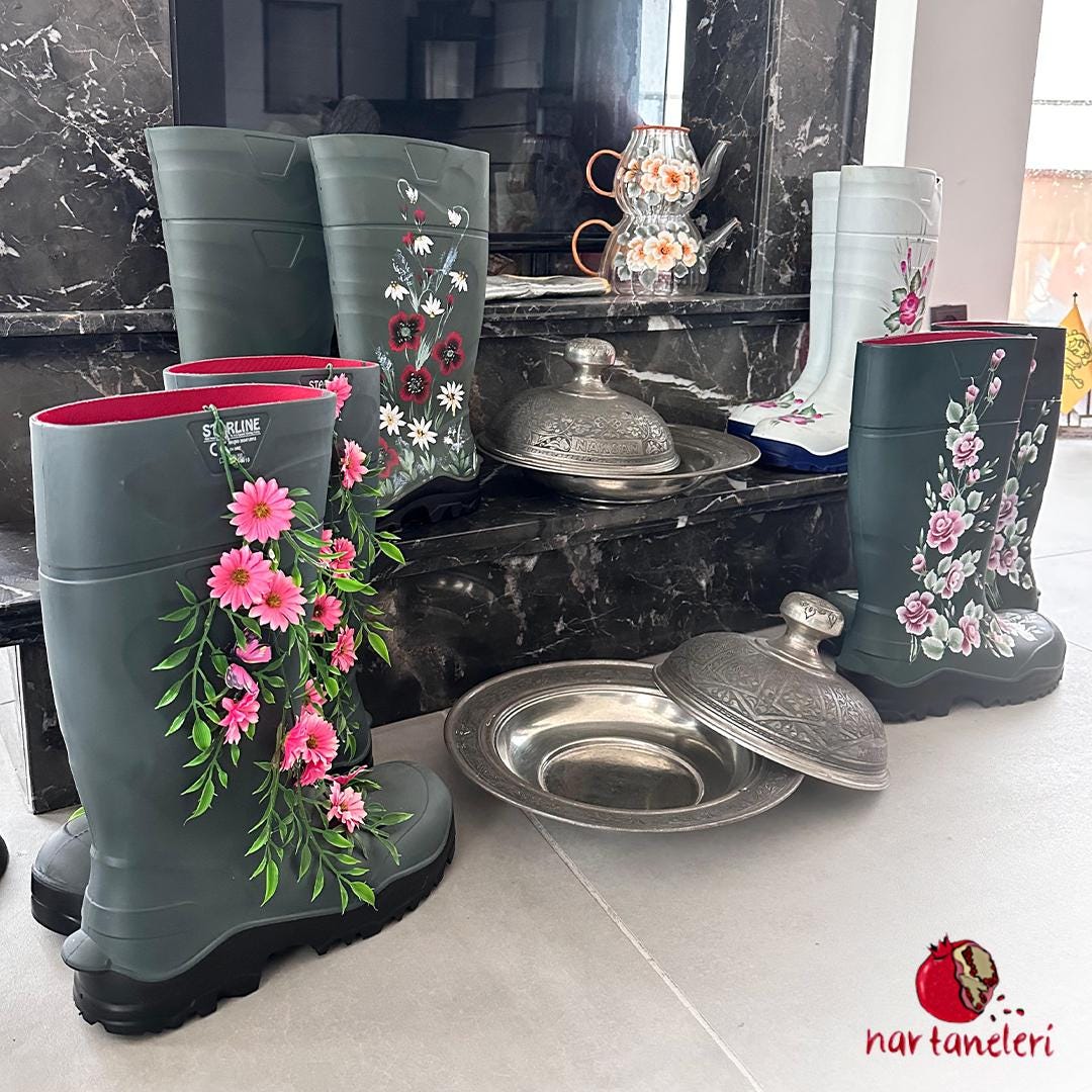 Hand-Painted Boot (Umbrella Stand or Storage Use)