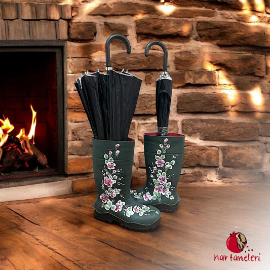 Hand-Painted Boot (Umbrella Stand or Storage Use)