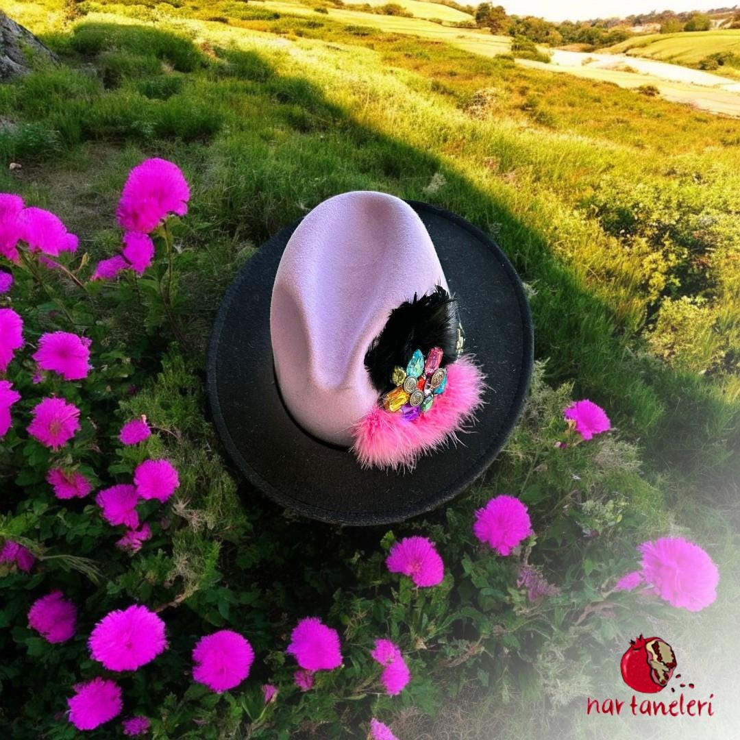 Custom-Made Pink and Black Cowboy Hat