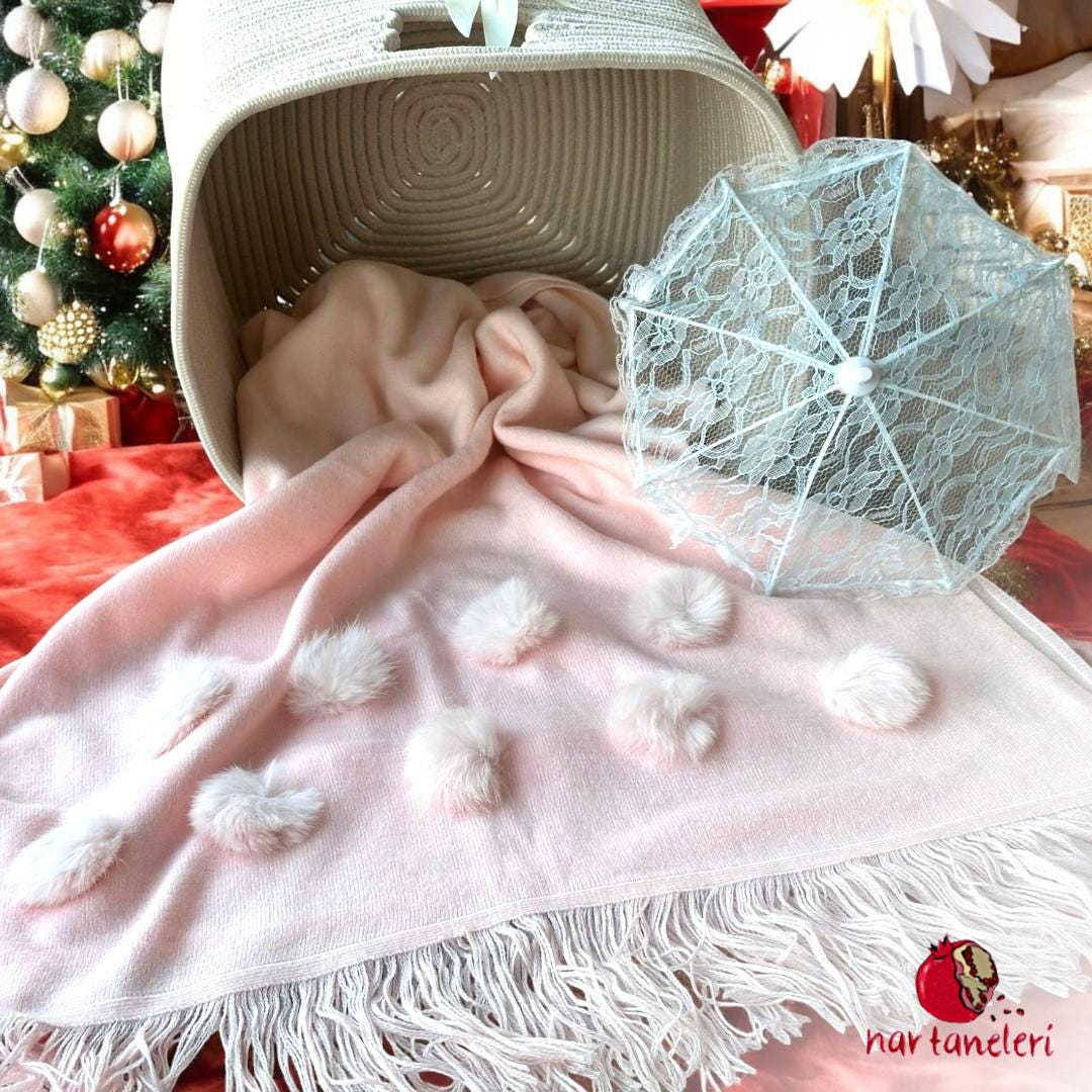 Elegant Touch of Pink: Heart Patterned Basket and Soft Polar Blanket